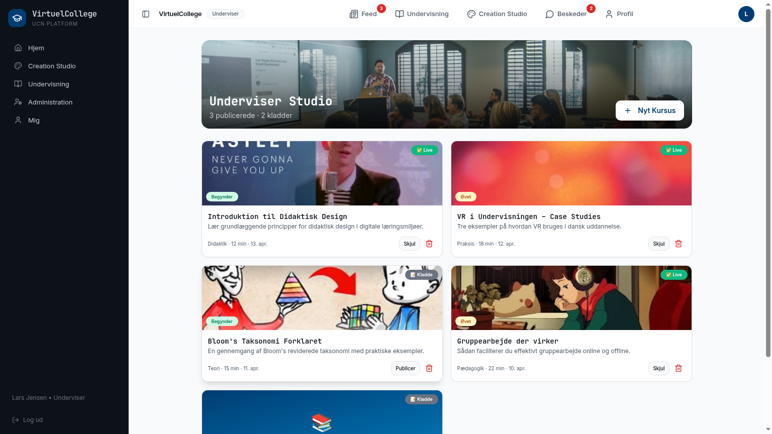 Underviser Studio i Omnilearn med kursusbibliotek